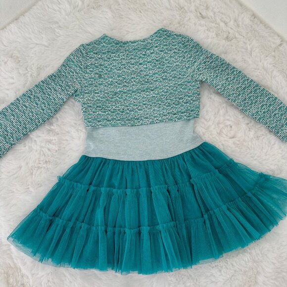 Lona Michelle Girls Teal Party Dress – Tulle Skirt & Sparkle Belt - Picture 4 of 7